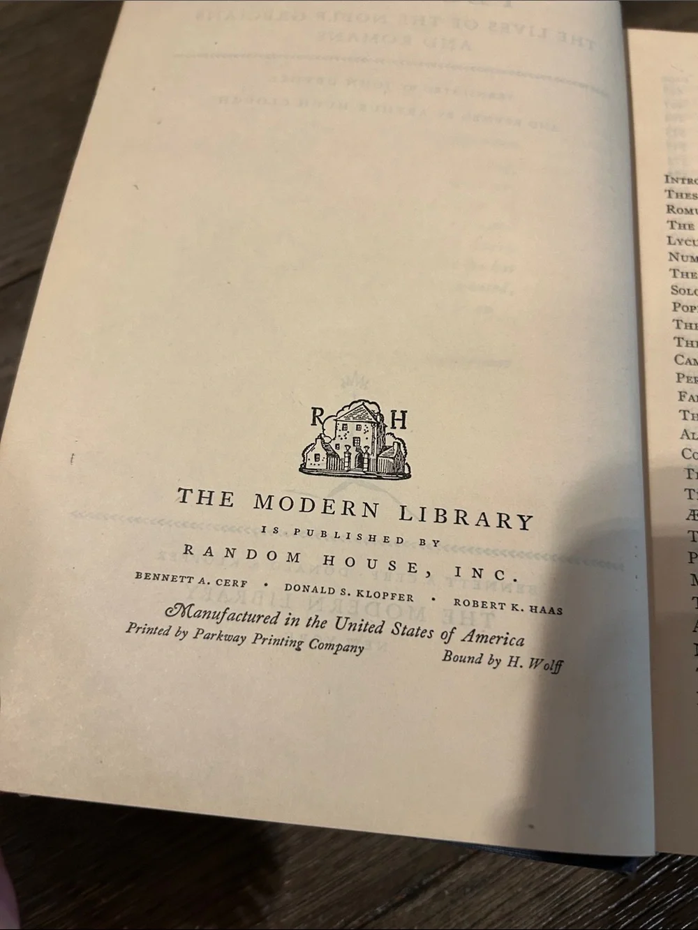 Plutarch’s lives the Modern Library vintage book. Clean Random House